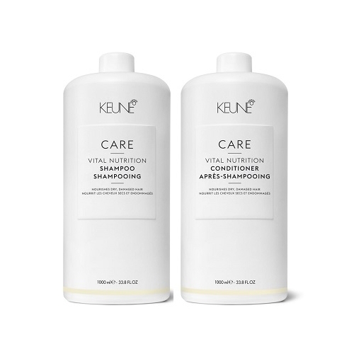 Keune Care Vital Nutrition rinkinys sausų ir pažeistų plaukų priežiūrai (1000 + 1000 ml.) + dozatoriai