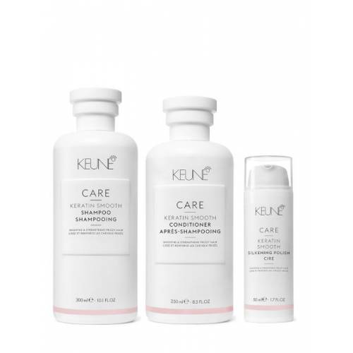 Keune Care Keratin Smoothing rinkinys nepaklusnių plaukų priežiūrai ir blizgesiui (300ml + 250ml + 50ml)