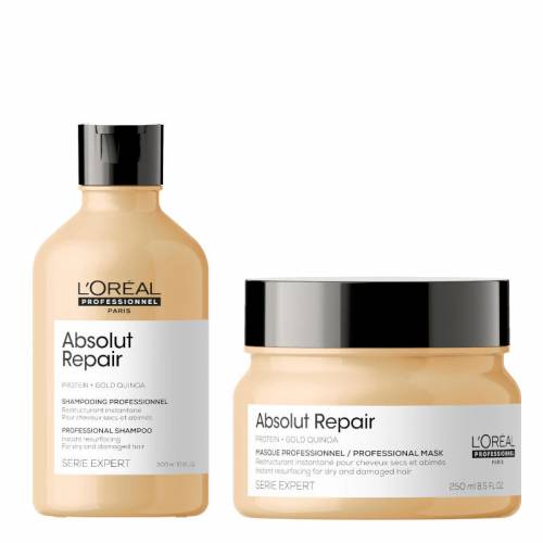 L'Oreal Professionnel Absolut Repair + Protein rinkinys labai pažeistų plaukų atkūrimui 2 (300 + 200 ml)