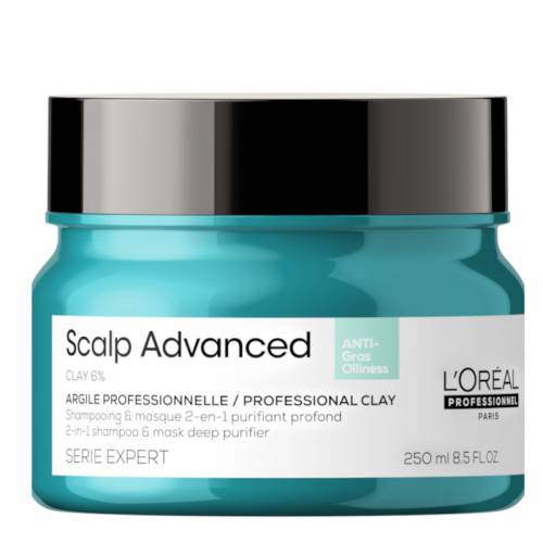 L'Oreal Professionnel Scalp Advanced Anti-Oiliness 2-In-1 valomasis šampūnas - kaukė riebiai galvos odai (250 ml)